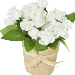 Kunstroosjes In Papieren Pot